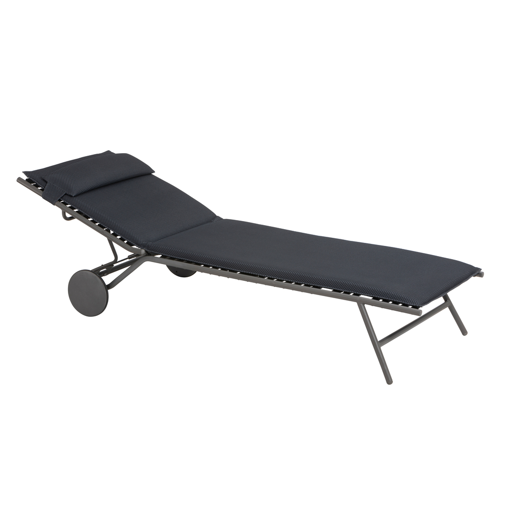 Bain de soleil haut Miami en acier avec assise en toile - 200x80x90 cm