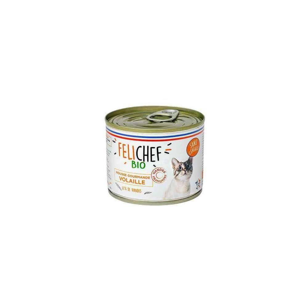 Terrine bio chat adulte mousse poulet sans cereale - felichef