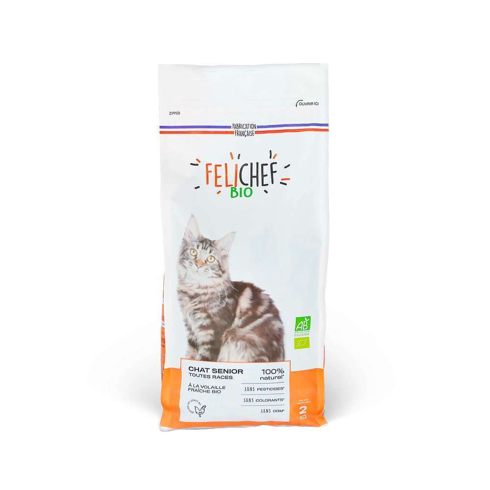 Croquettes à la volaille Bio pour chat sénior - Sac de 2kg
