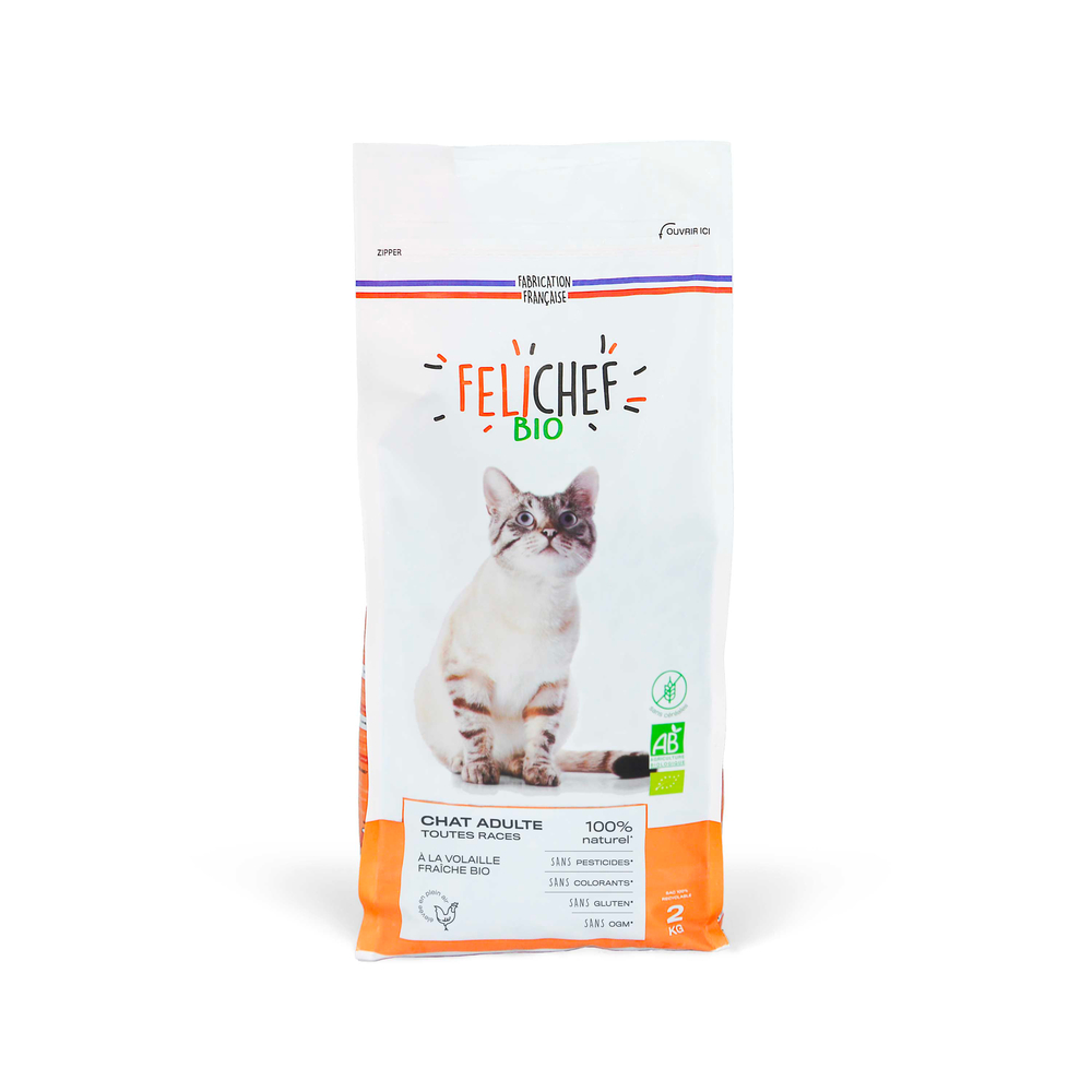 Croquettes à la volaille bio sans céréales Chat adulte - Sac de 2kg