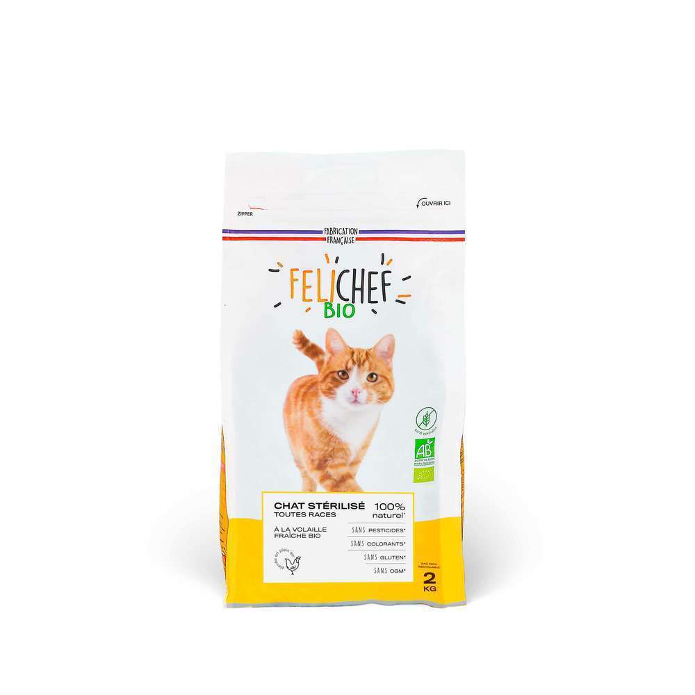 Croquettes à la volaille bio sans céréales Chat stérilisé - Sac de 2kg