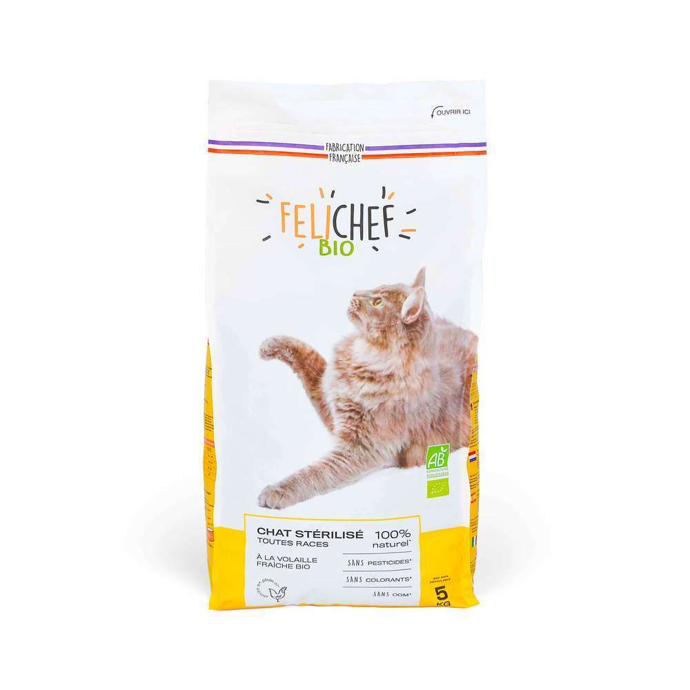 Croquettes à la volaille Bio pour chat stérilisé - Sac de 5kg