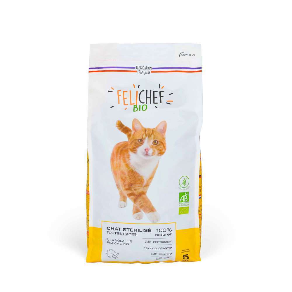 Croquettes à la volaille bio sans céréales Chat stérilisé - Sac de 5kg