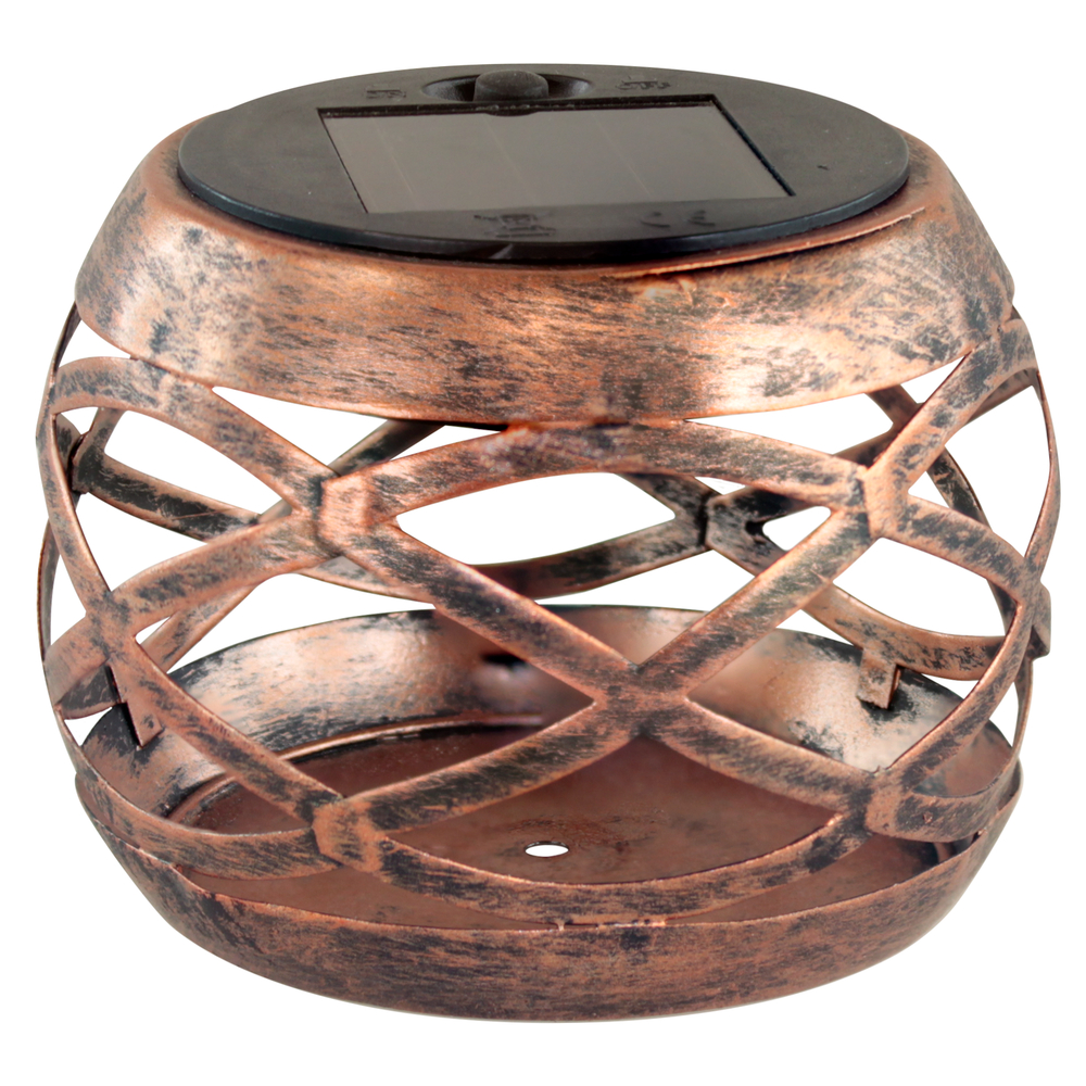 Lanterne photophore solaire Milos éclairage LED métal cuivré - D. 10 cm