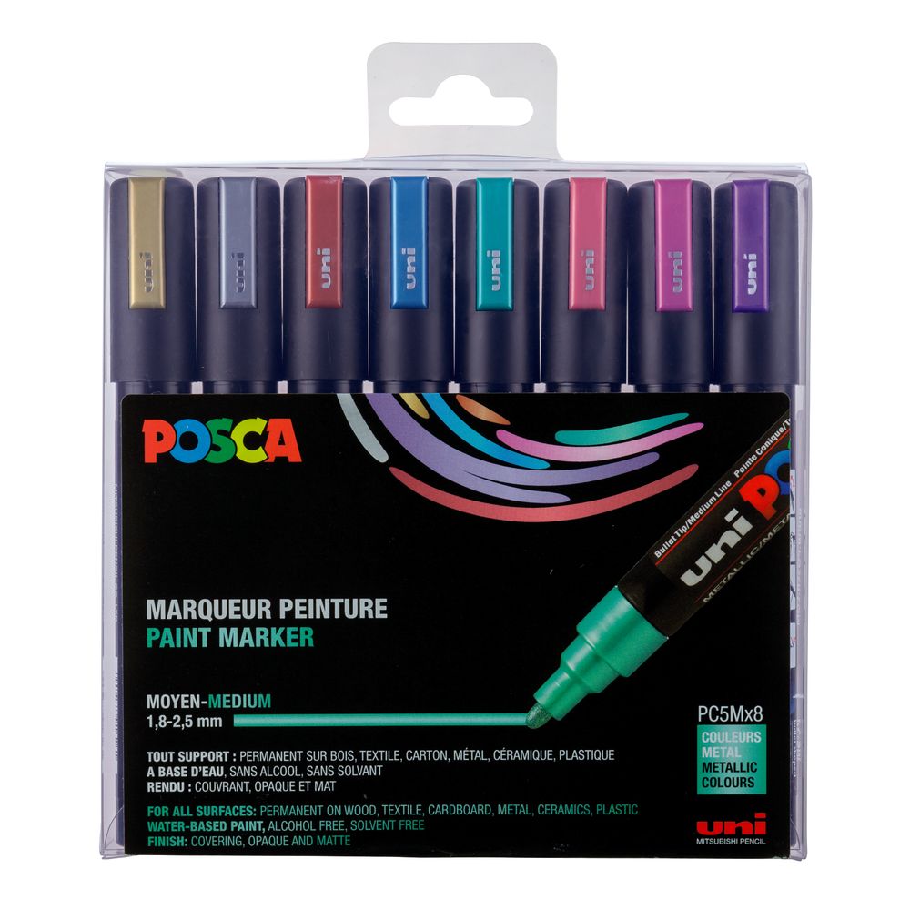 Marqueur Posca PC-5M - Pointe Conique Moyenne 2.5 Mm - Rose Fluo - Peinture à L'eau Tout Support