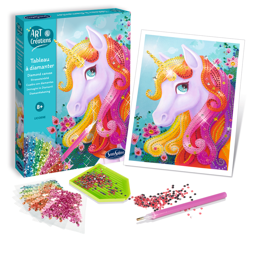 Kit d'art créatif DIY : Canevas à diamanter Licorne