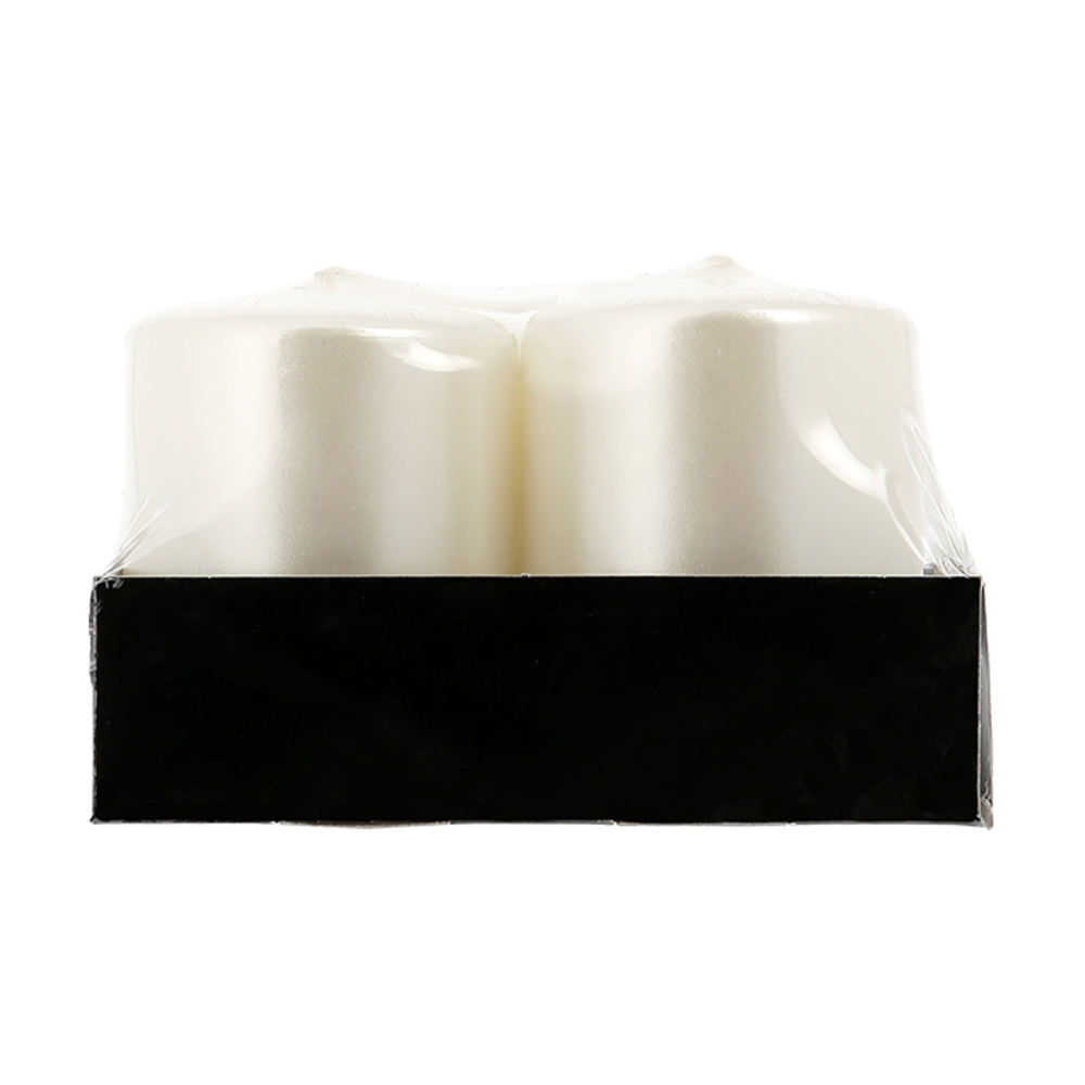 Lot de 4 bougies, coloris rouge blanc nacré - D. 3,8xH. 5cm