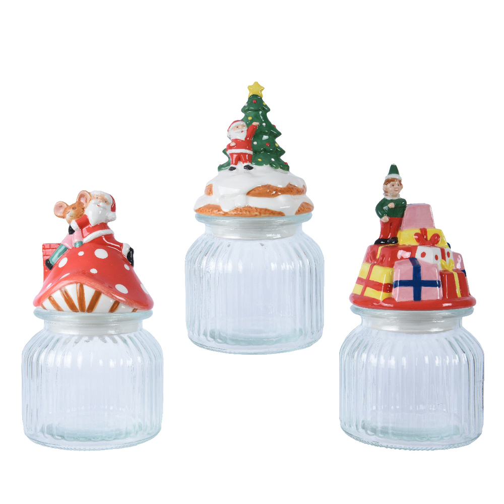 Bocal verre noel d 11 h 21 cm