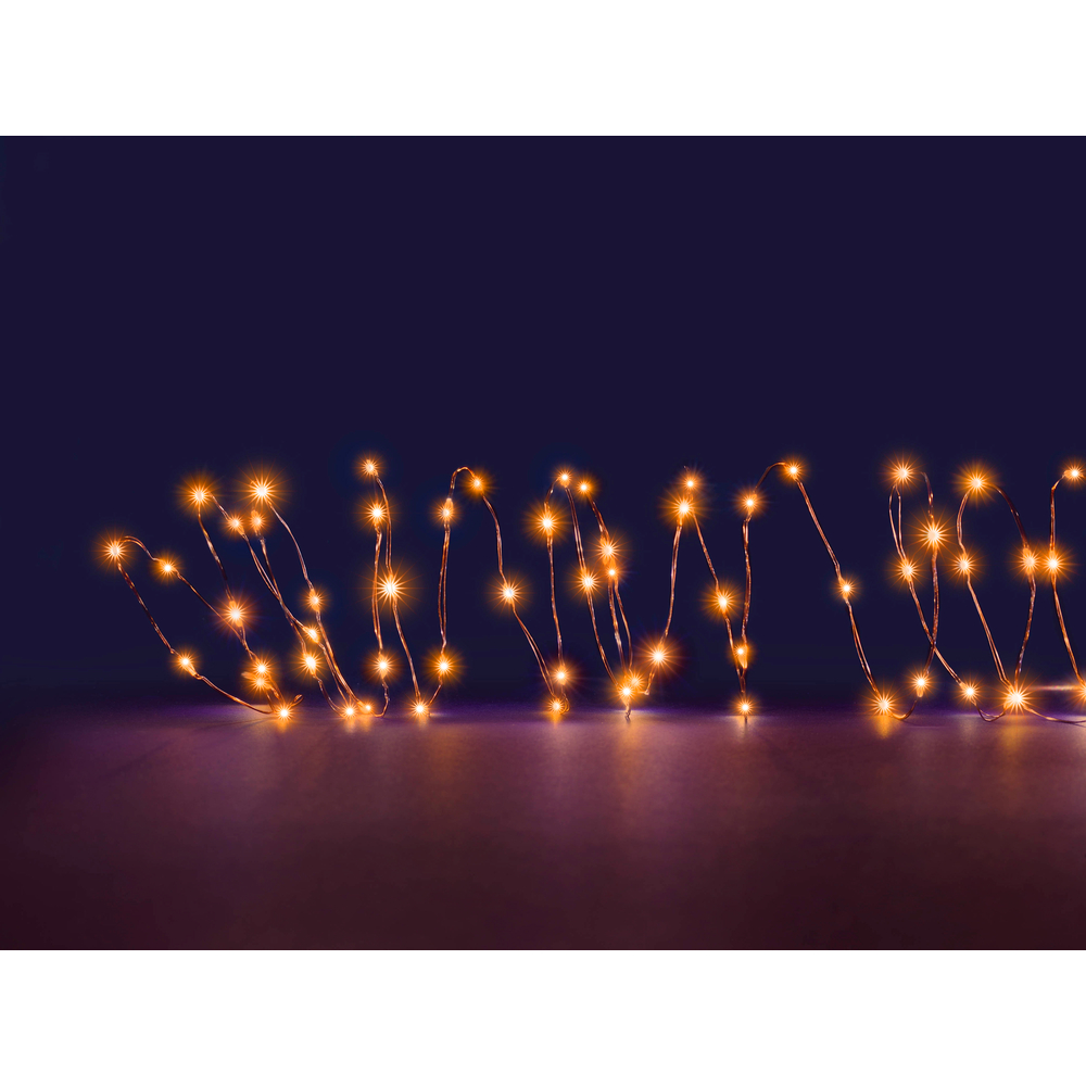 Guirlande lumineuse animée 150 micro-led, orange - 7,5m