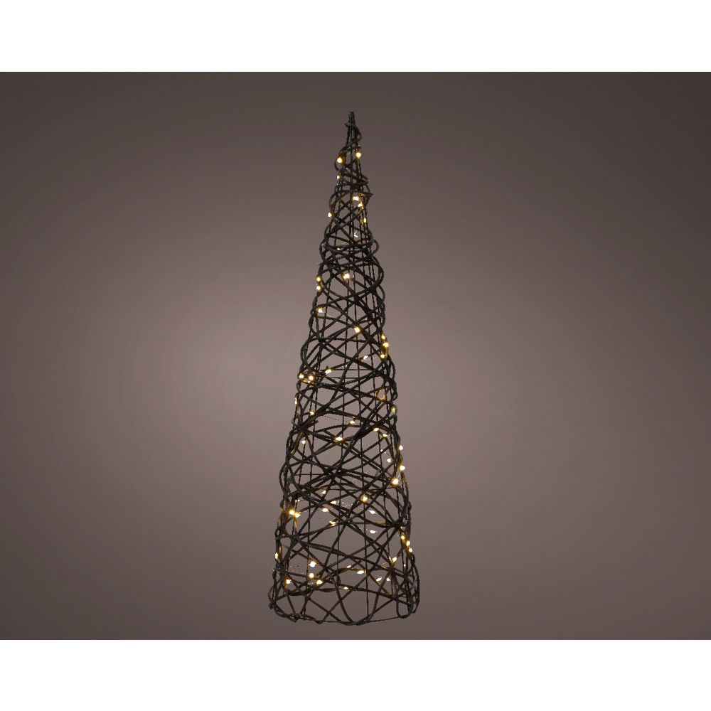 Cône lumineux en résine tressée avec LED - H60cm