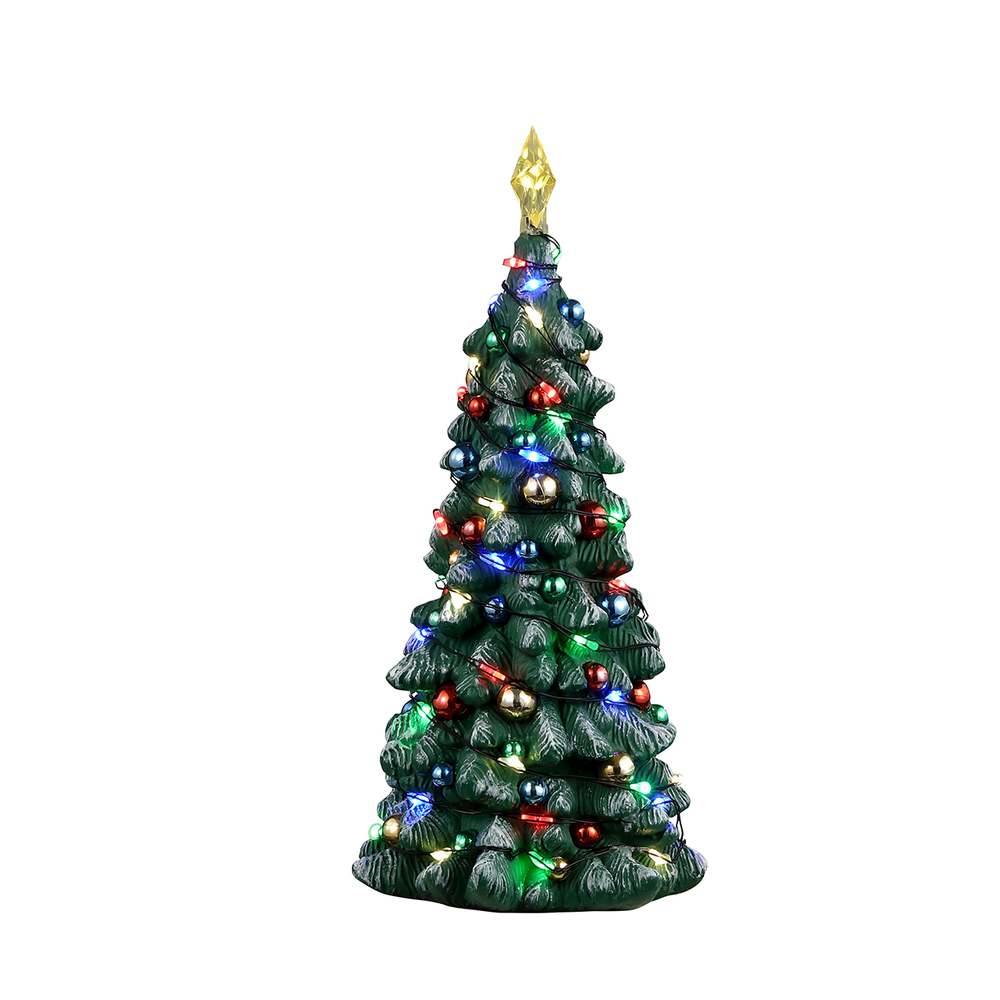 Sapin de Noël enneigé pour village miniature H. 16. 5cm