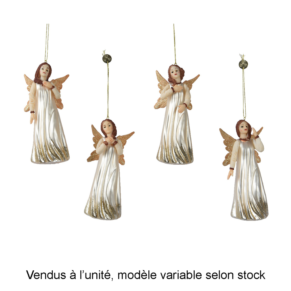 Suspension de Noël en verre : ange avec détails dorés - H. 13cm