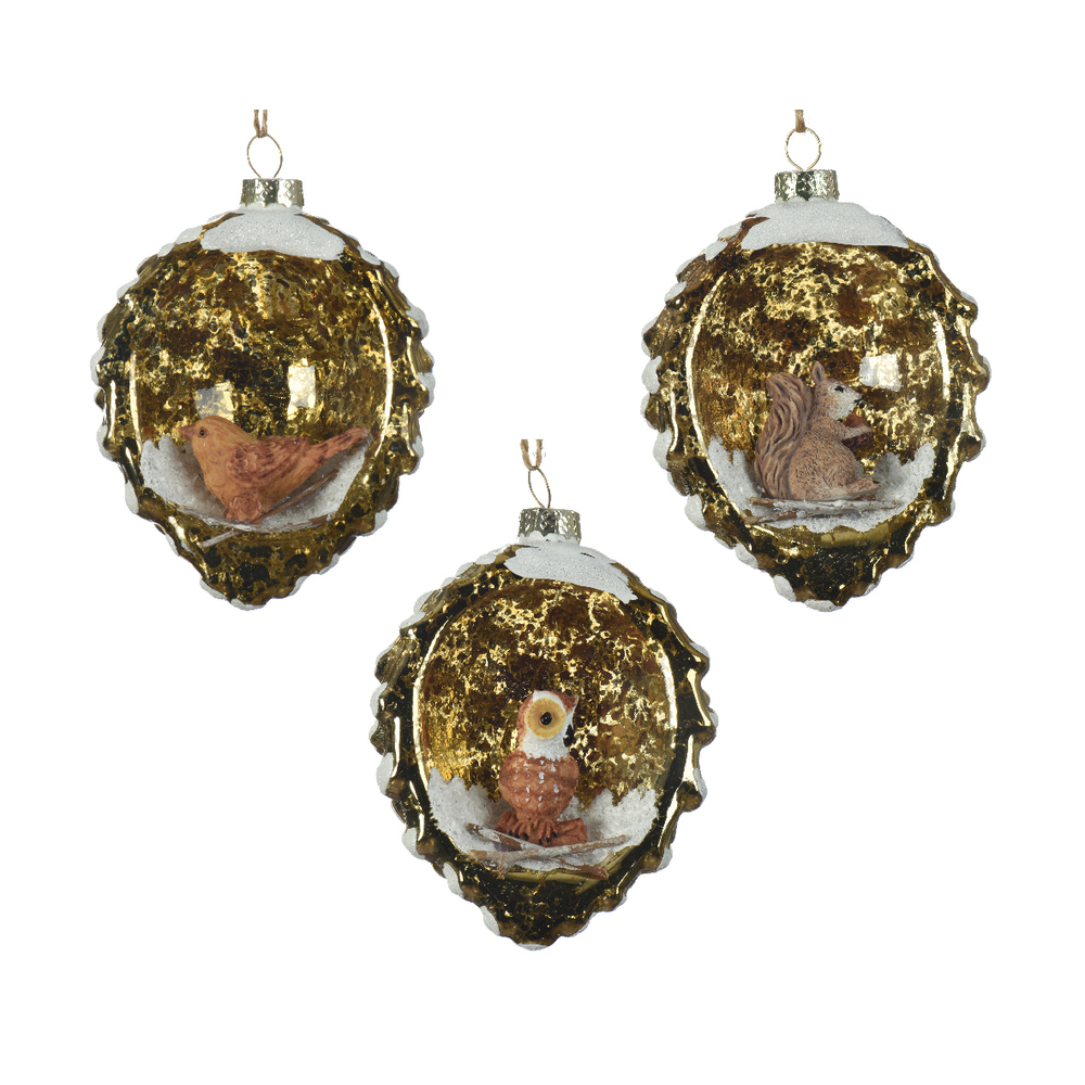 Suspension verre pomme de pin blanc brun