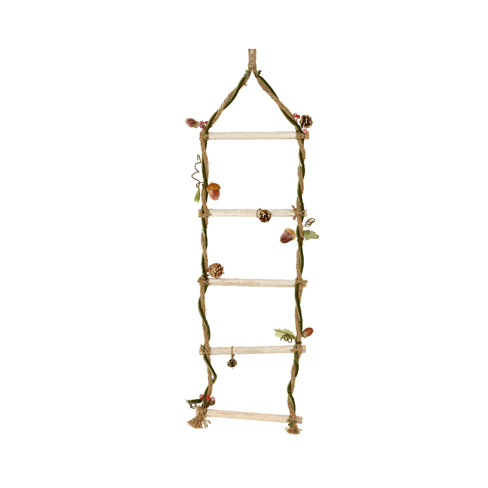 Echelle en bois de bouleau décorée à suspendre H. 125cm