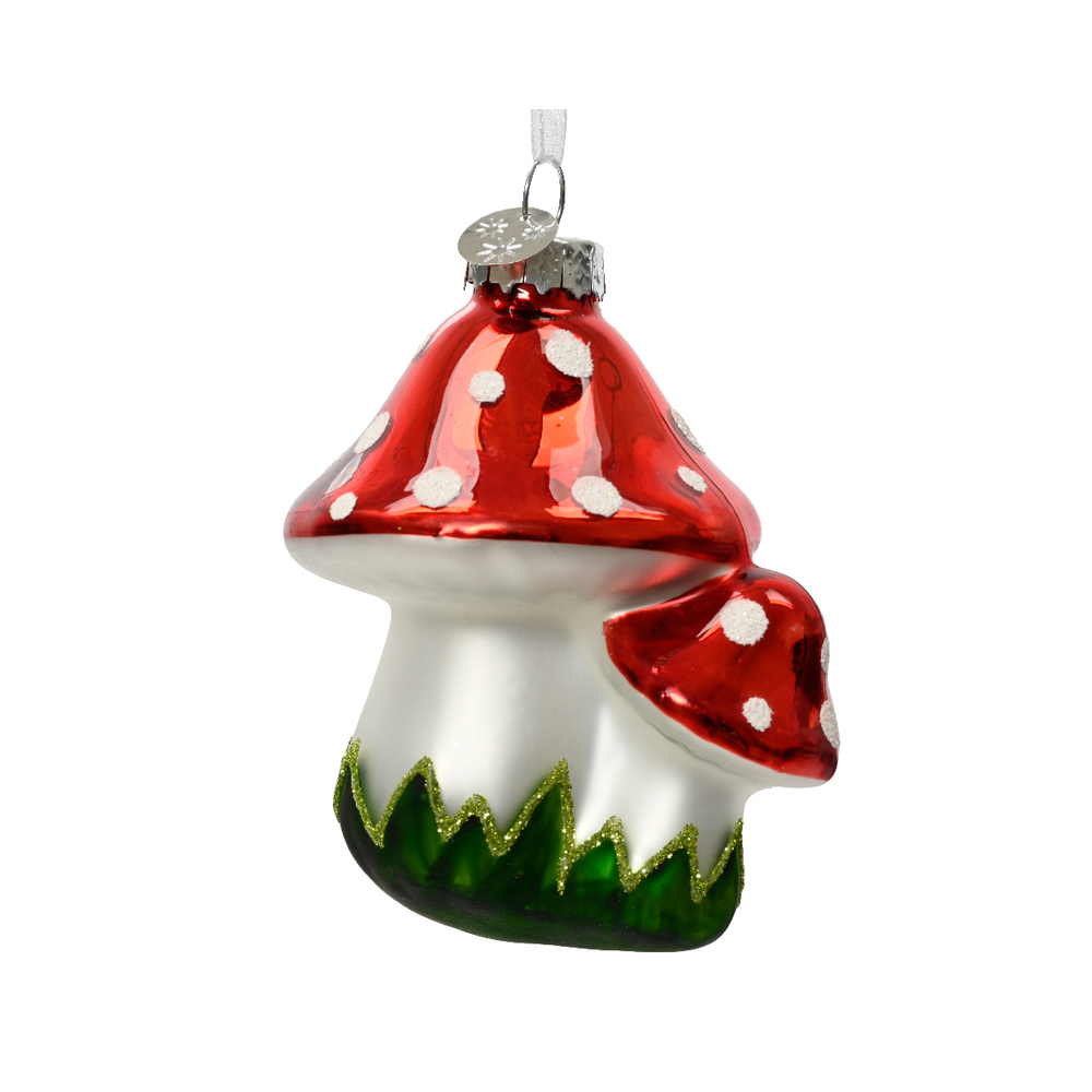 Suspension champignon verre vert paillettes