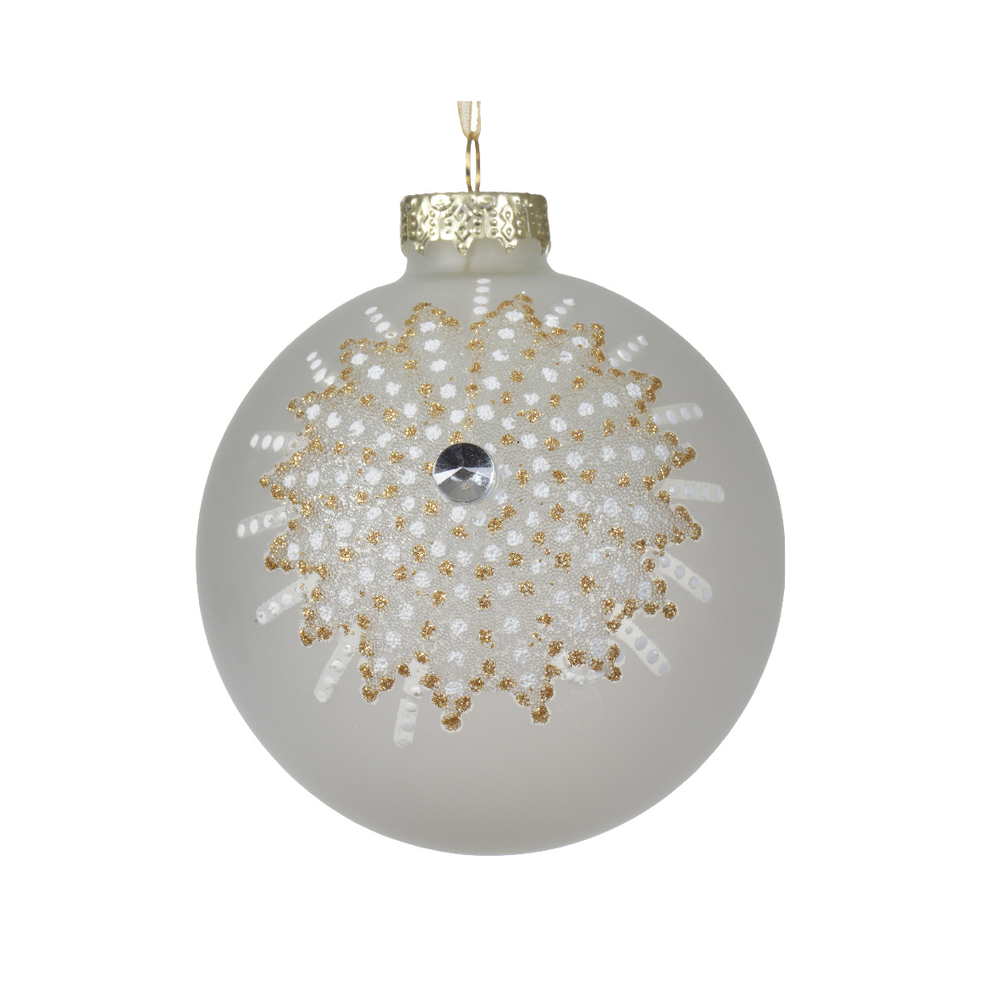 Boule de Noël en verre : perles et diamant - D. 8cm