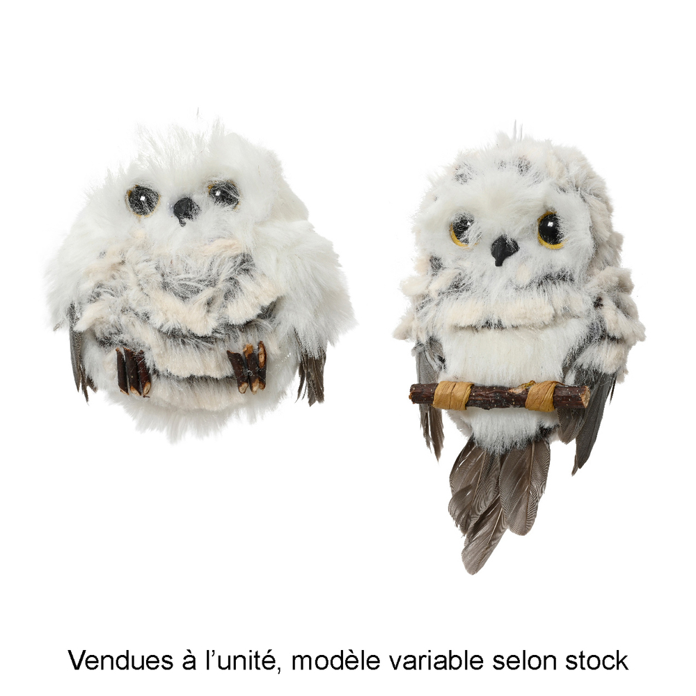 Suspension de Noël : chouette, coloris gris - H. 8cm