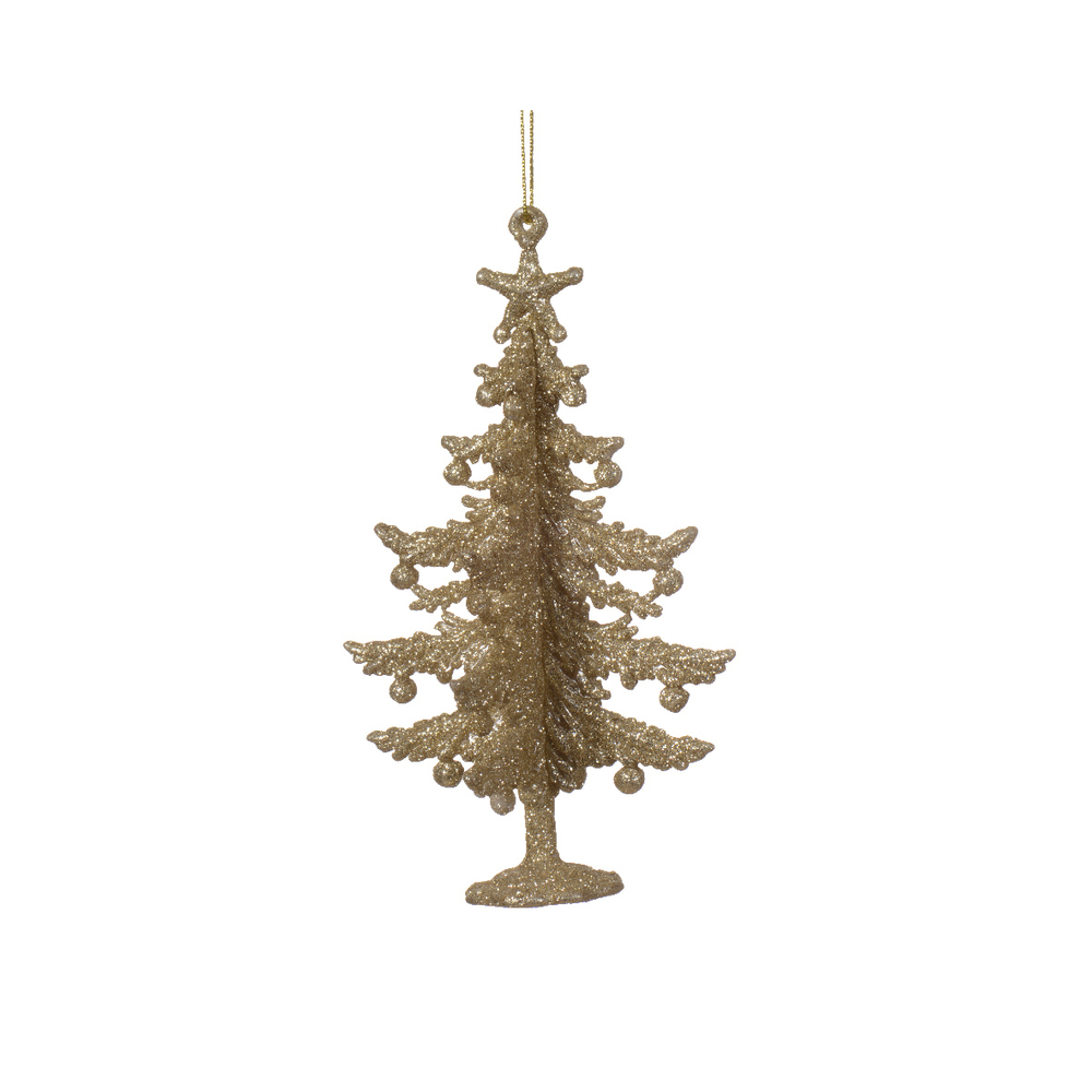 Suspension de Noël en résine : sapin, coloris doré - H. 13,5cm