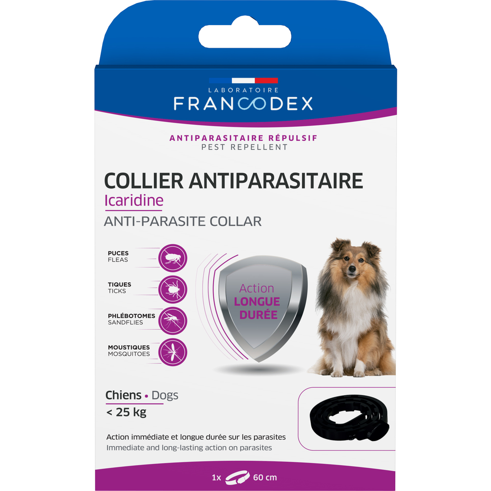 Collier Antiparasitaire Icaridine noir pour chien 25kg