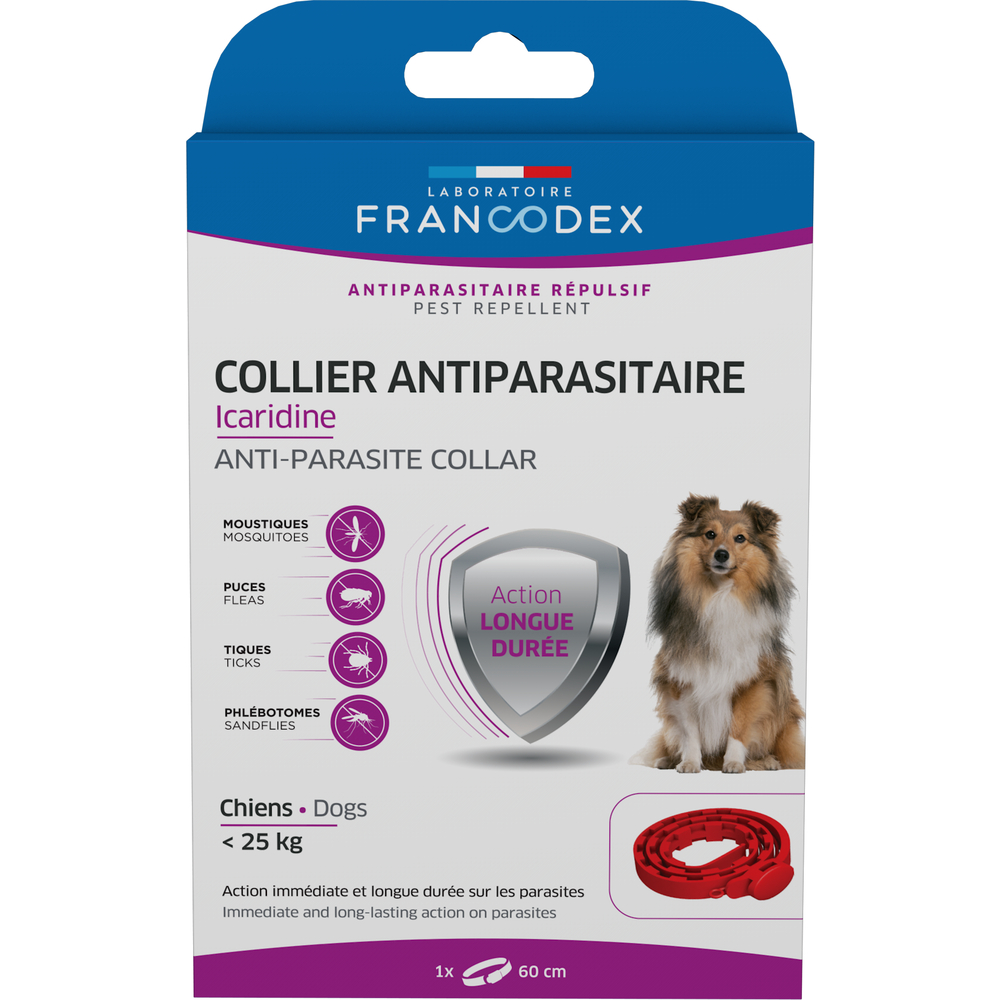 Collier Antiparasitaire Icaridine rouge pour chien 25kg