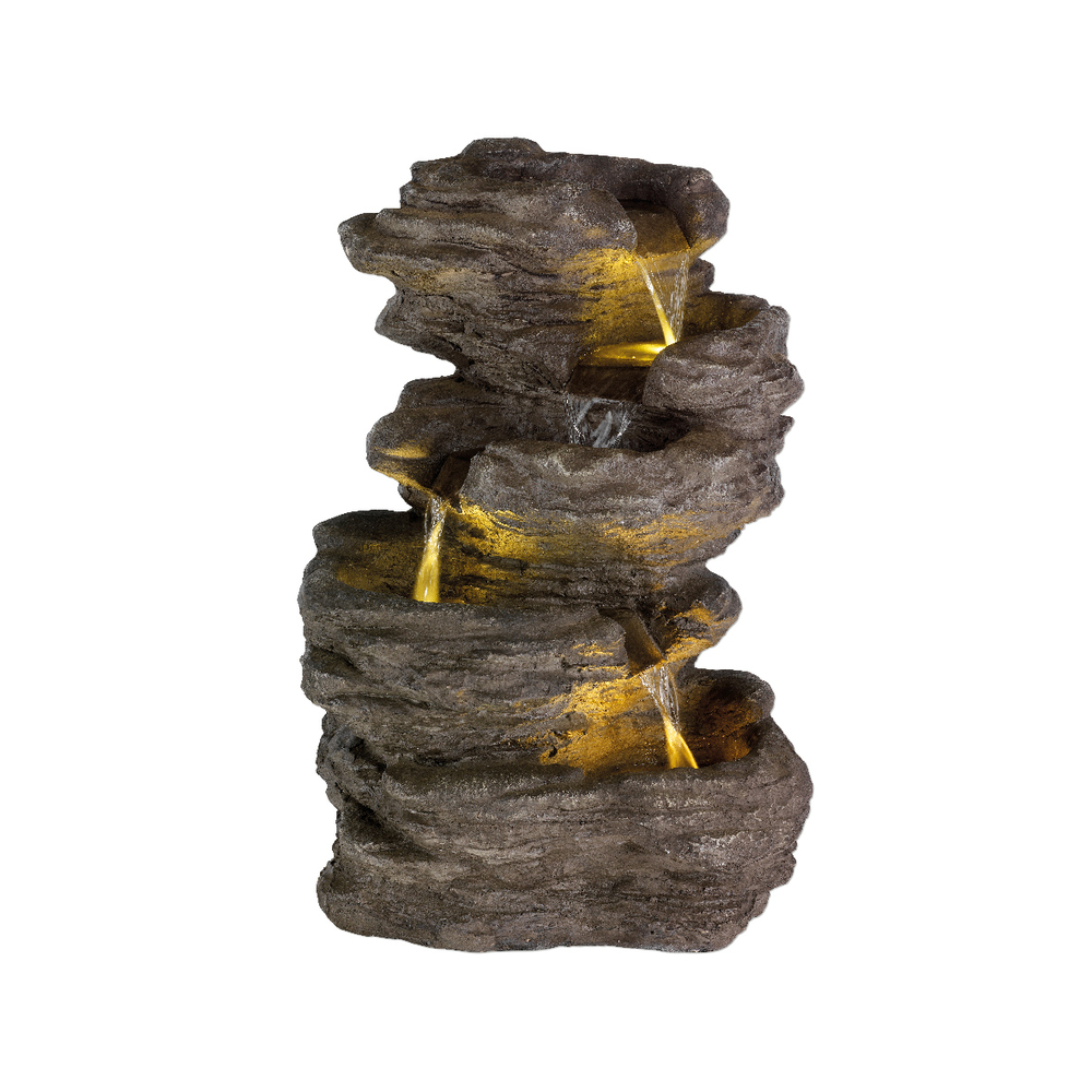 Fontaine LED cascade en CCV, coloris gris - L. 33xl. 37,5xH. 54cm