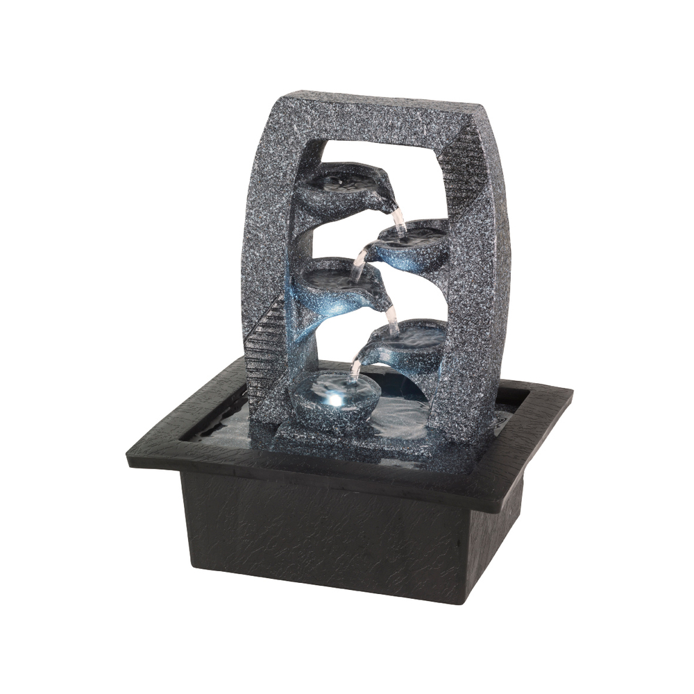 Fontaine LED cascade en polyrésine, coloris gris - L. 18,8xH. 25cm