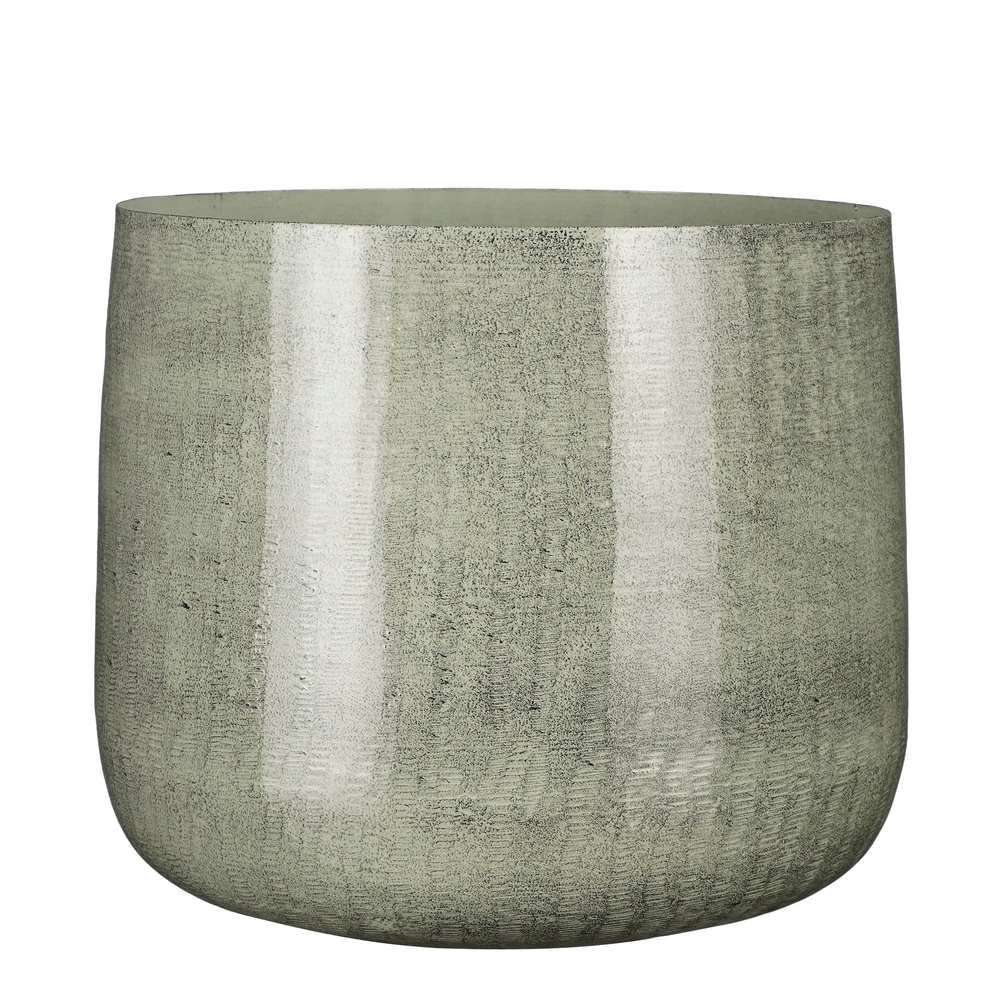 Cache-pot d'extérieur en fer Benson gris clair H. 27xD. 32cm
