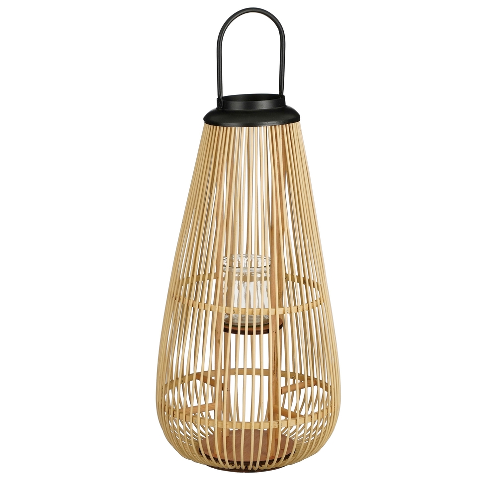 Lanterne pour bougies en bambou Pontoi marron - H. 66xD. 30cm