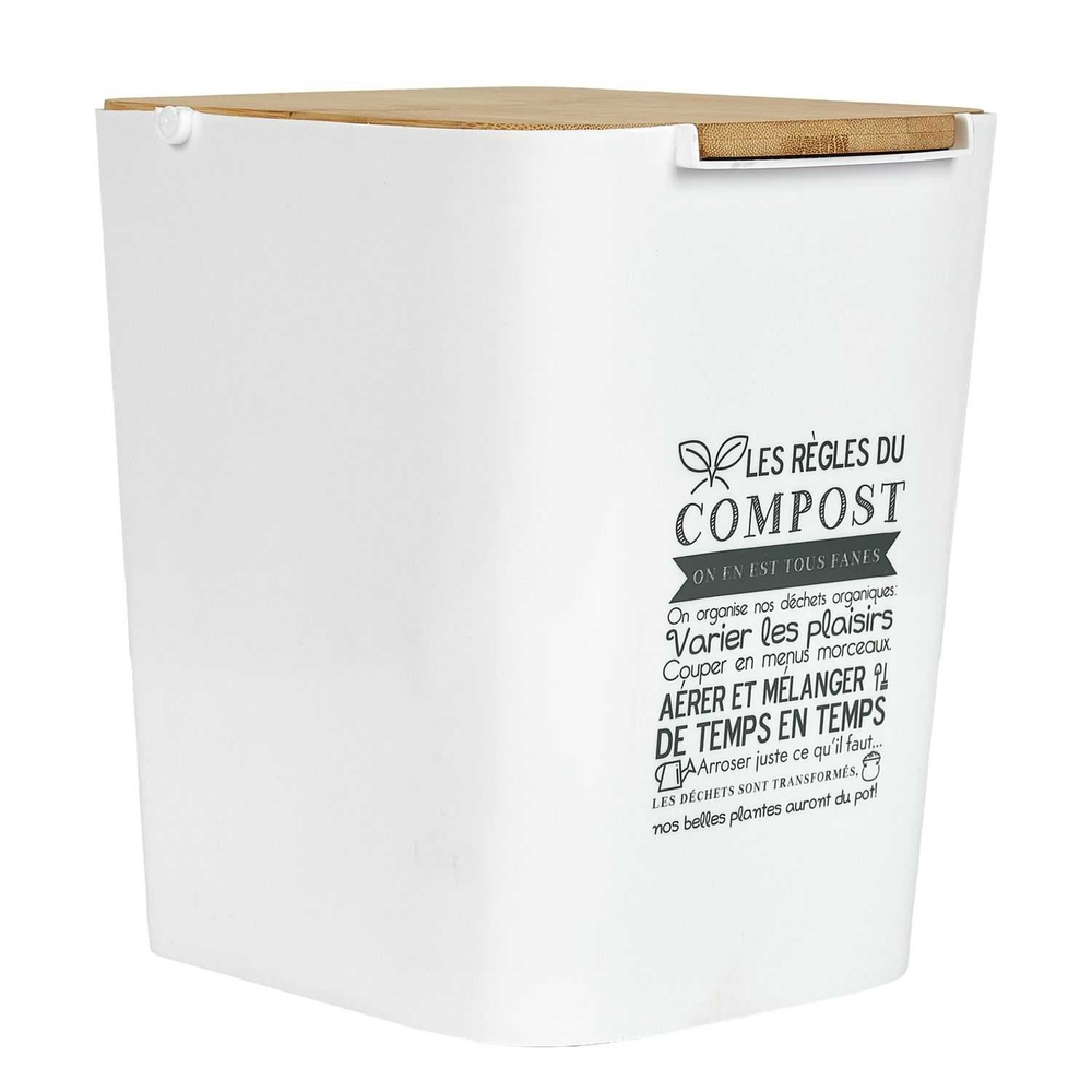 Poubelle à compost M12 en plastique avec couvercle bambou - 7L