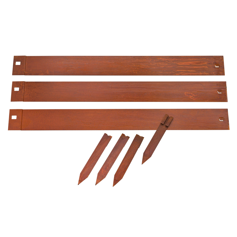 Bordure en acier Corten avec 4 ancres L264 X H10. 2cm