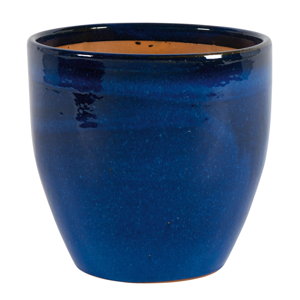 Pot émaillé en grès Corsica 01H Bleu aqua - D. 38xH. 34cm