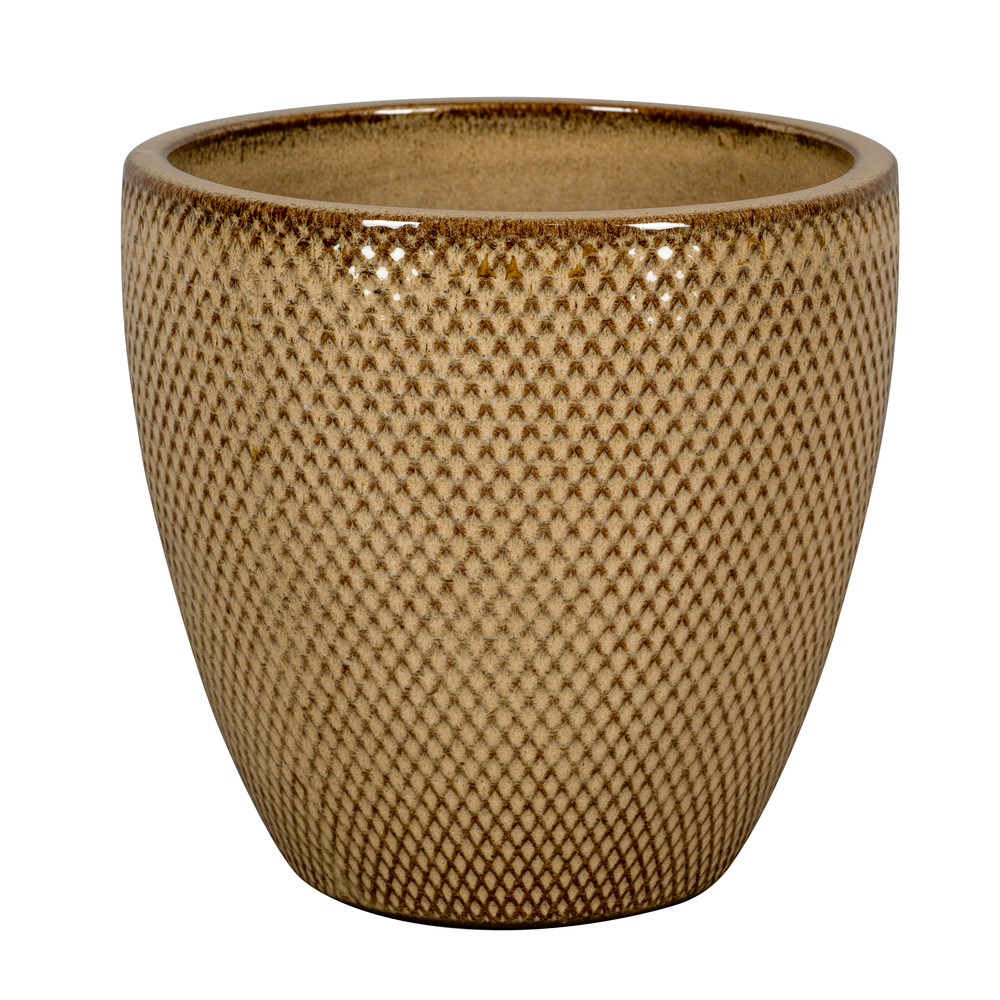 Pot émaillé en grès Busan 1-01M Marron - D. 38xH. 33cm