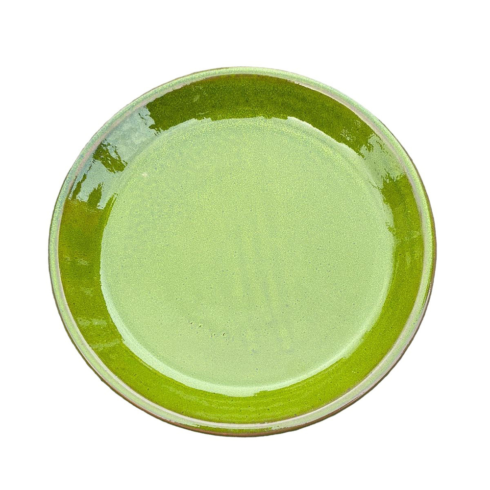 Soucoupe en terre cuite émaillée, coloris forêt - D. 28cm