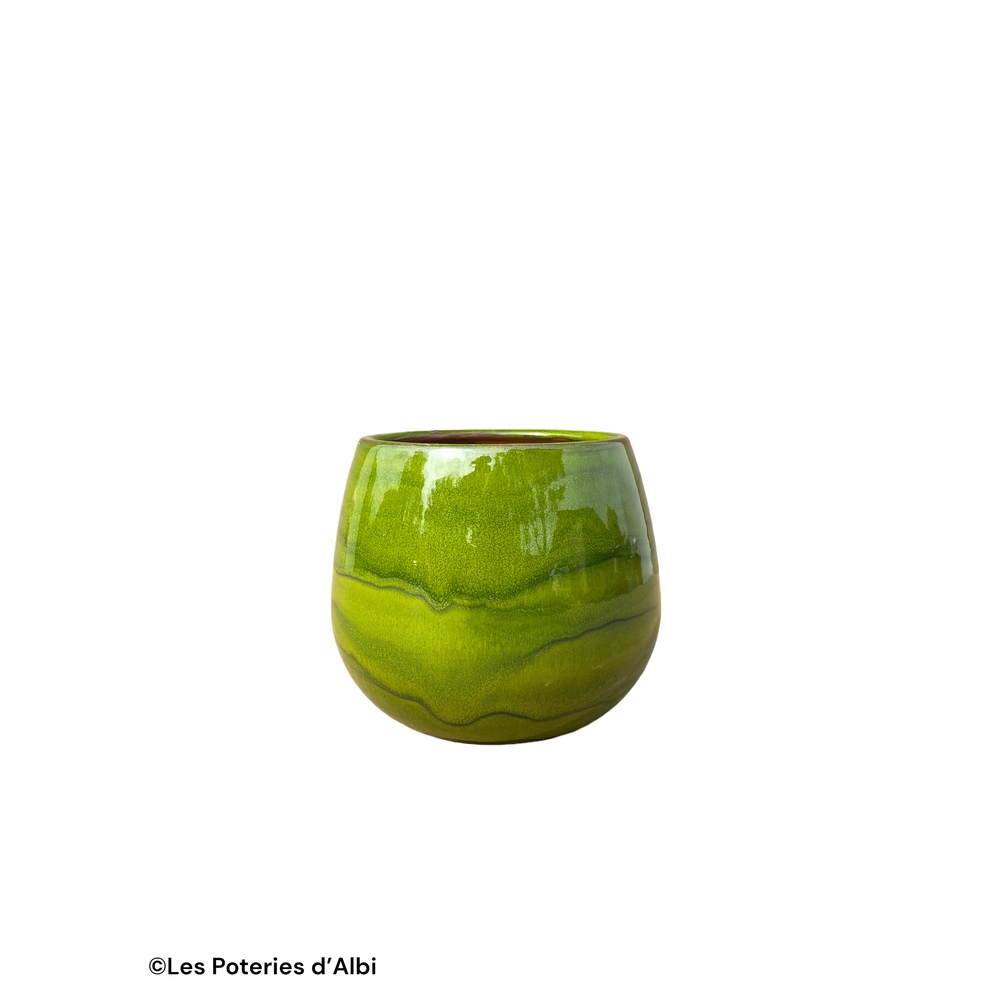 Pot Cancale en terre cuite émaillée, coloris forêt - D. 14xH. 14cm