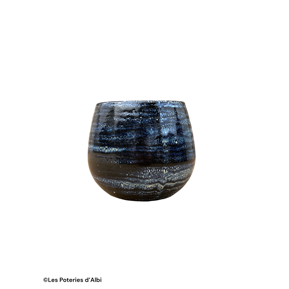 Pot Cancale, terre cuite émaillée, coloris nuit étoilée - D. 17xH. 17cm
