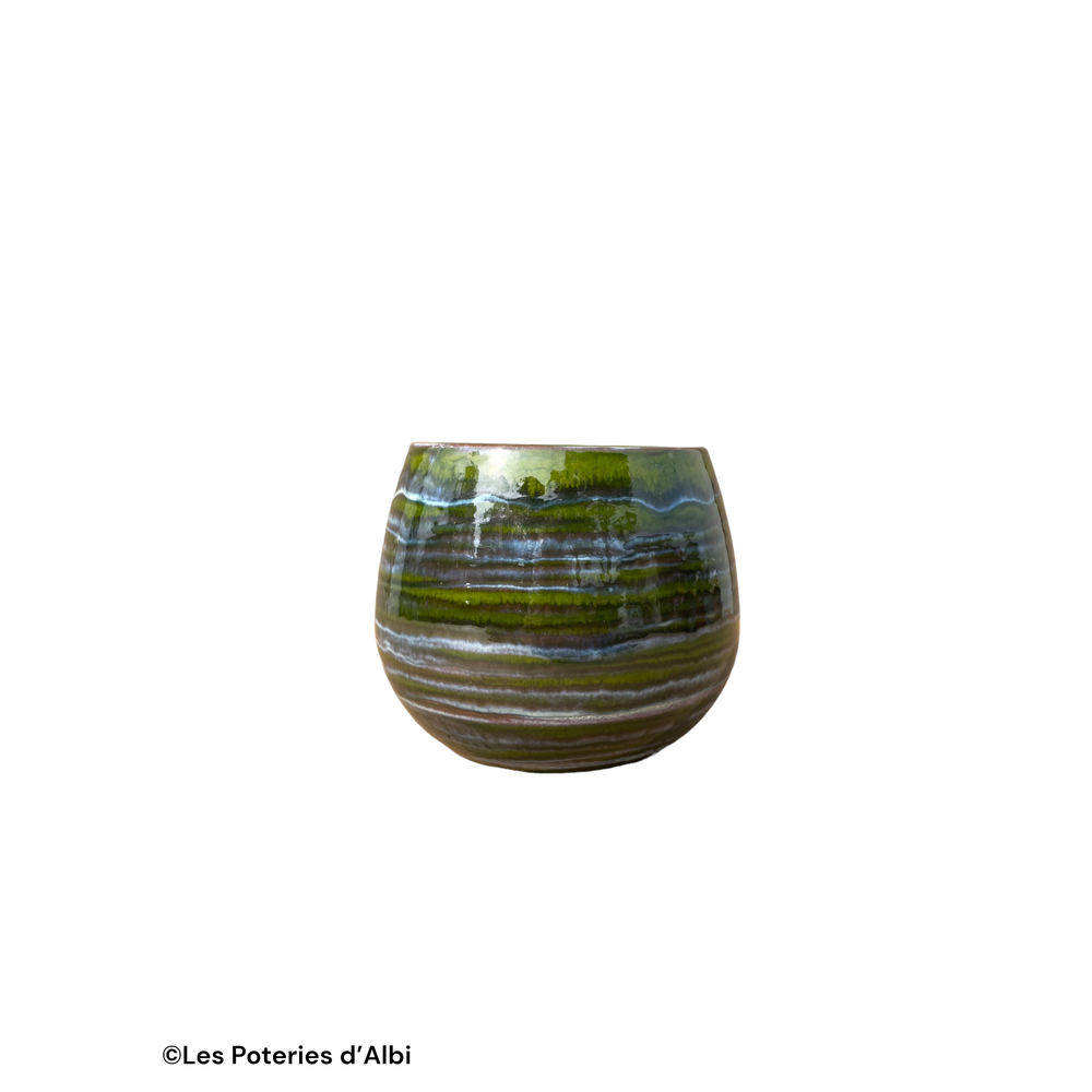 Pot Cancale en terre cuite émaillée, coloris forêt - D. 17xH. 17cm