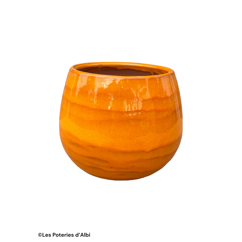Pot Cancale en terre cuite émaillée, coloris savane - D. 17xH. 17cm