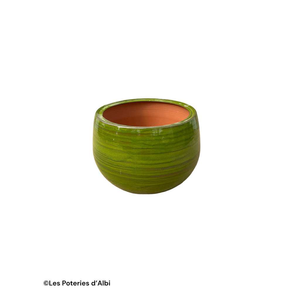 Pot Lisere en terre cuite émaillée, coloris forêt - D. 25xH. 19cm