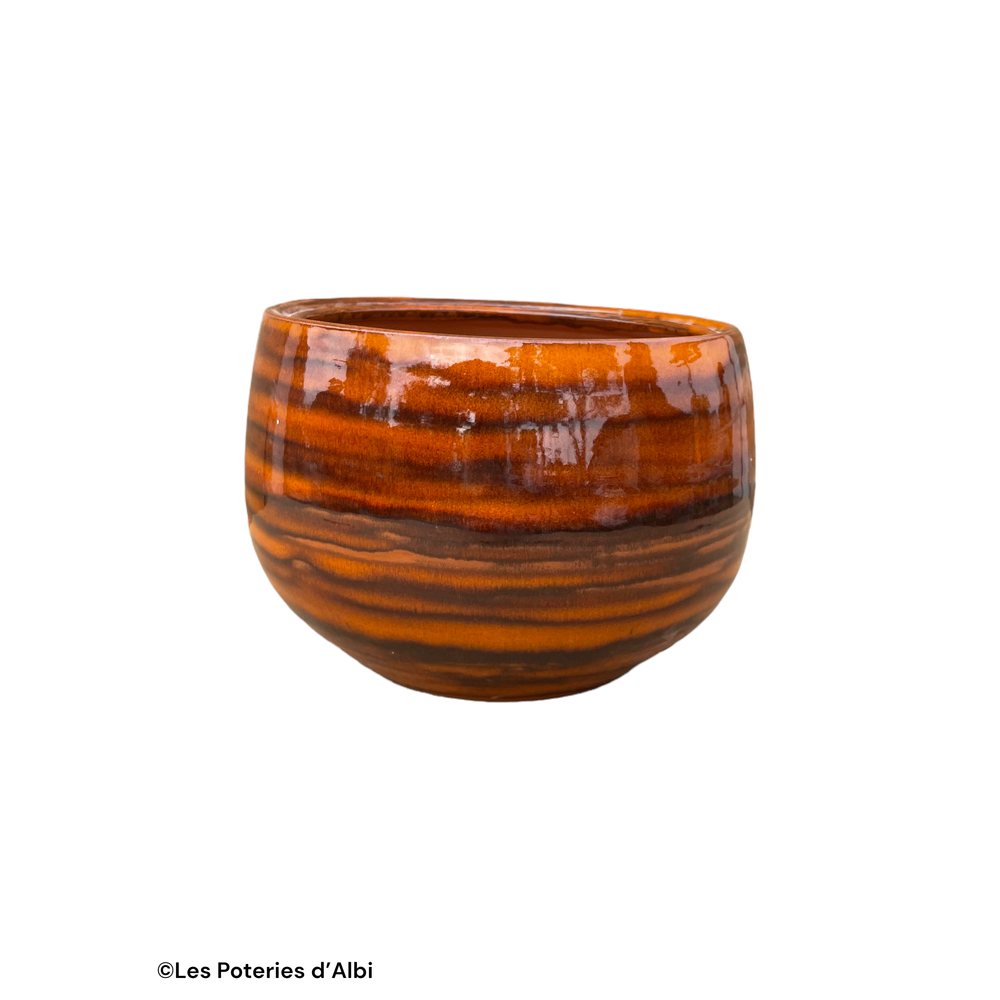 Pot Lisere en terre cuite émaillée, coloris savane - D. 25xH. 19cm
