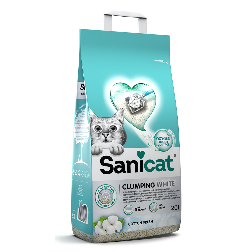Litière pour chat agglomérante blanche - coton frais 20L