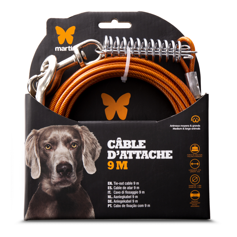 Câble d'attache pour chien - 5mm x 9m