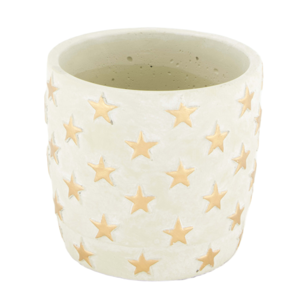 Cache-pot motif étoile en ciment 12x12x11cm