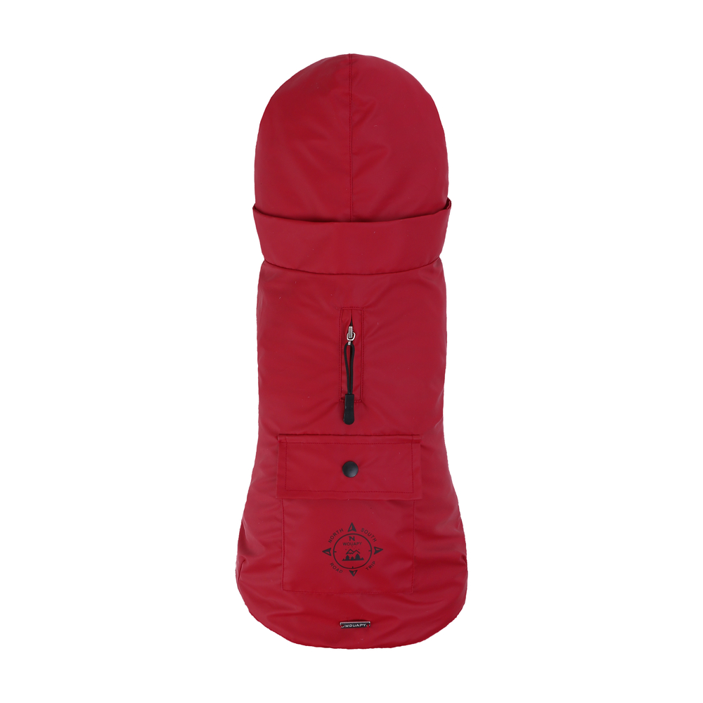 Ciré de marin rouge, imperméable avec capuche pour chien - Taille S