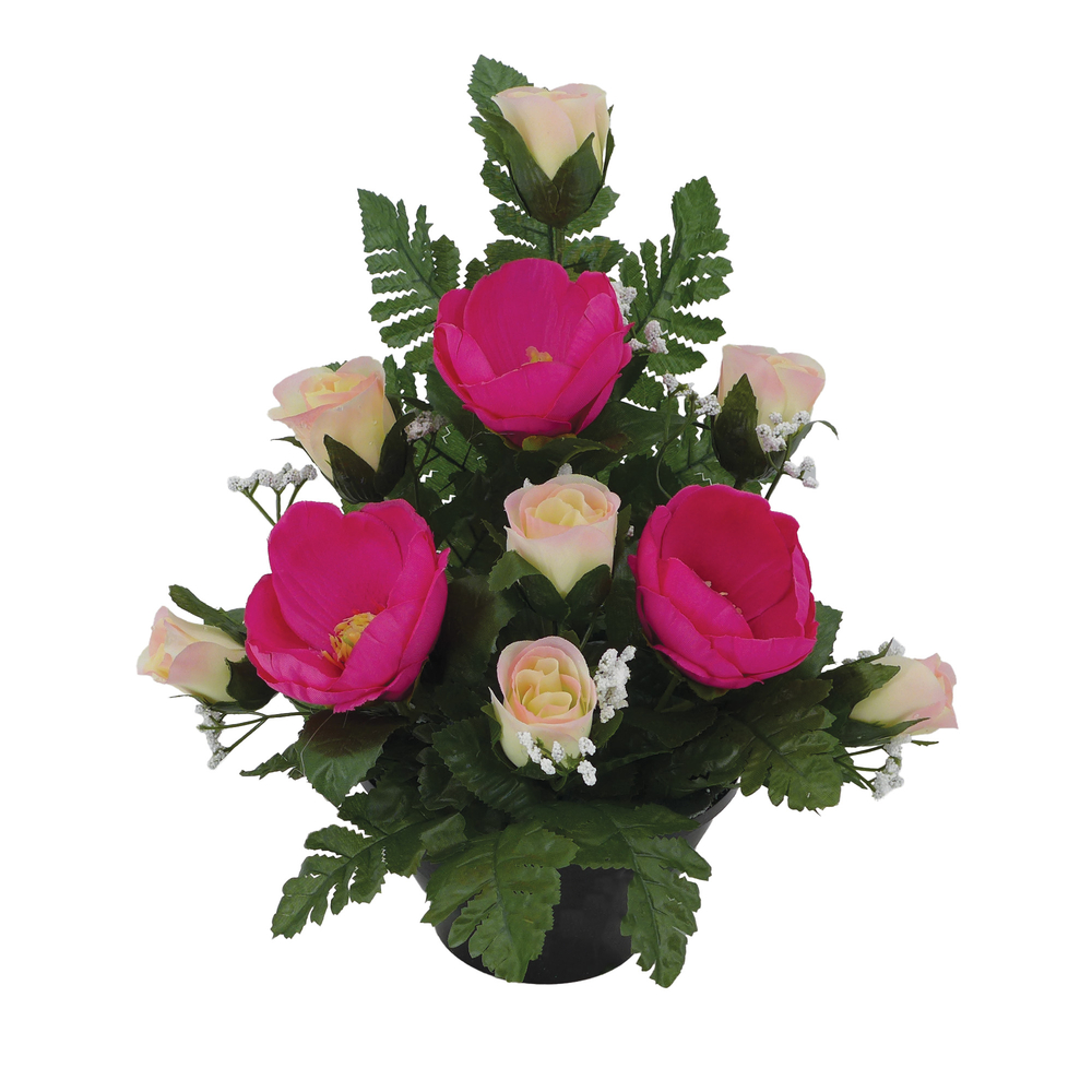 Fleurs artificielles - coupe florale rose crème H. 33 D. 30cm