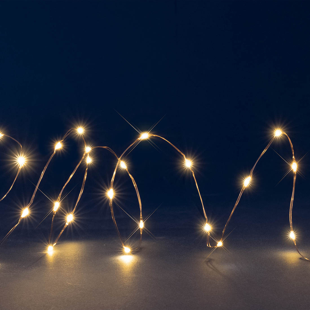 Guirlande lumineuse animée 150 micro-led, blanc chaud et flash - 7,5m