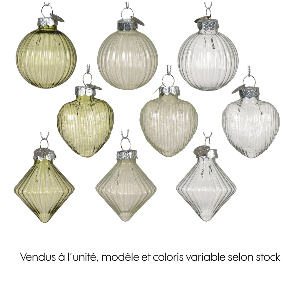 Suspension de Noël en verre : petite figurine - D. 4,5xH. 5,5cm