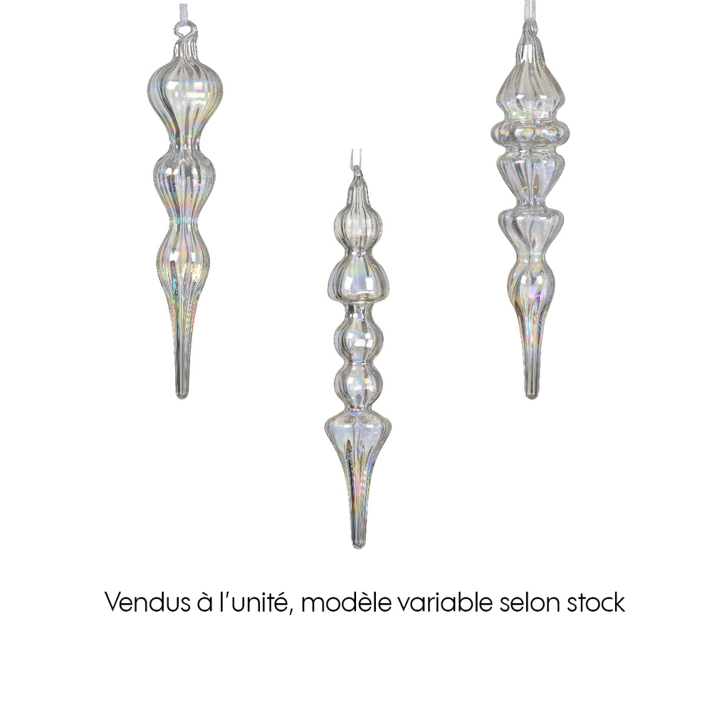 Suspension de Noël : décoration pour sapin en verre - D. 3,8xH. 18cm