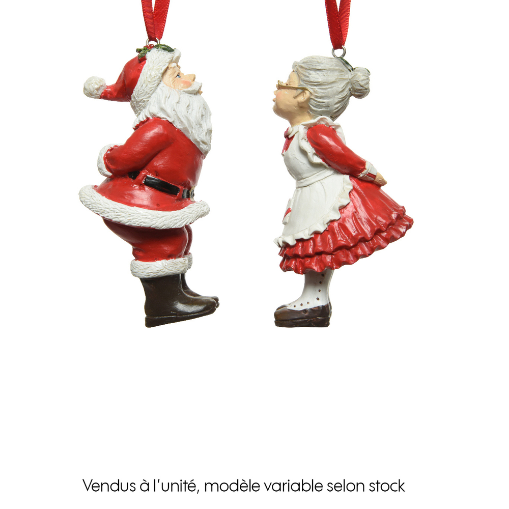 Suspension pour sapin en résine : père Noël, coloris rouge - H. 10cm