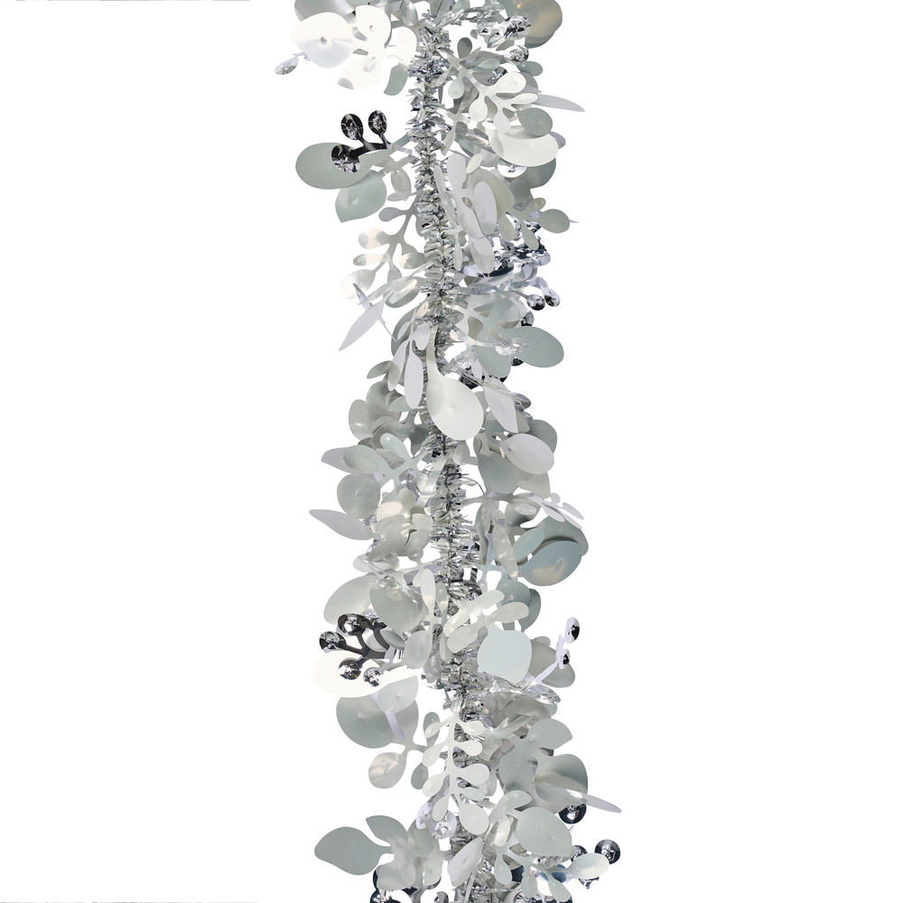 Guirlande houx argente opaline L. 2m