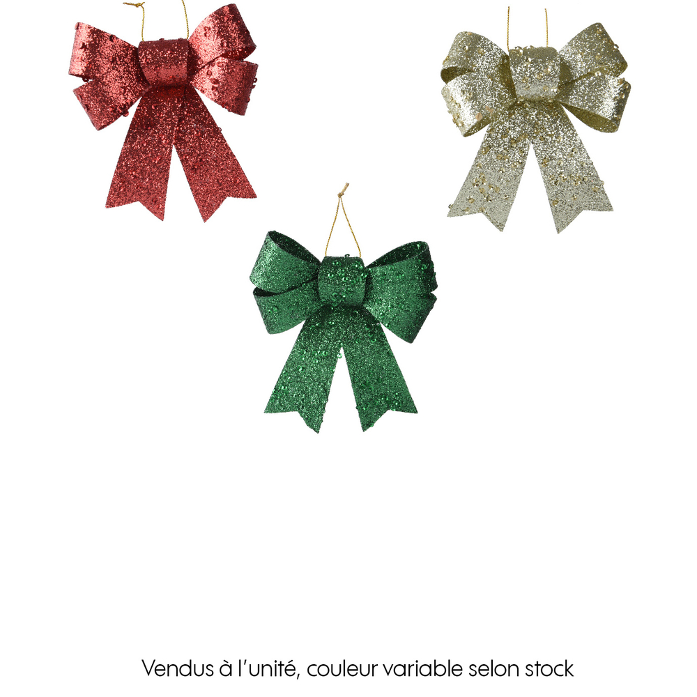 Suspension de Noël : nœud pour sapin, coloris or - L. 11,5xl. 10,5cm